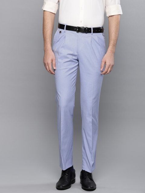 

Louis Philippe Men Blue Slim Fit Self Design Formal Trousers