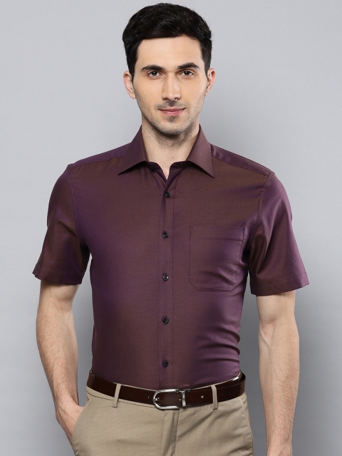 

Louis Philippe Men Brown & Purple Regular Fit Self Design Formal Shirt