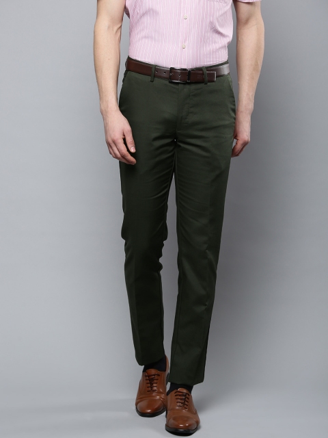 

Louis Philippe Men Olive Green Slim Fit Solid Regular Trousers
