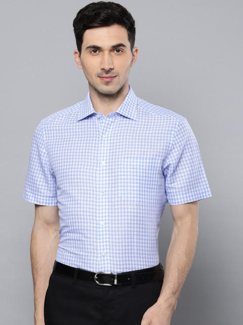 

Louis Philippe Men Blue & White Classic Regular Fit Checked Formal Shirt