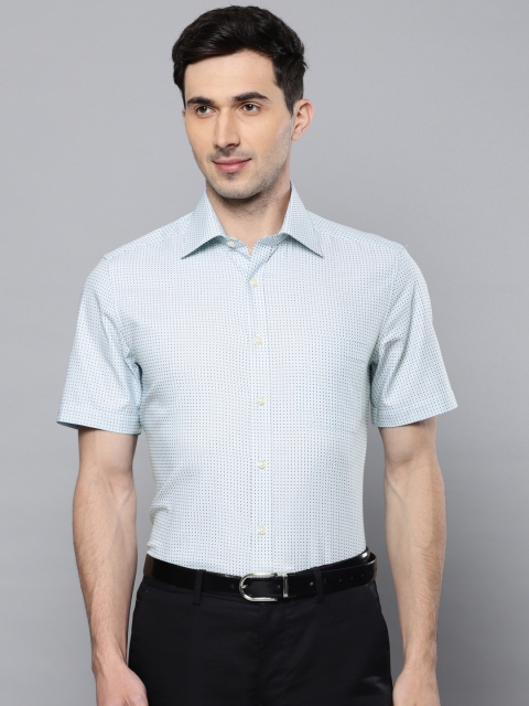 

Louis Philippe Men White & Blue Regular Fit Self Design Formal Shirt