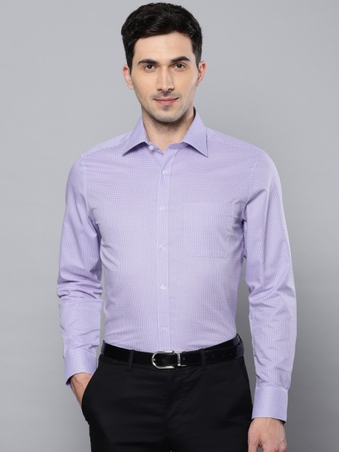 

Louis Philippe Men Purple & White Classic Regular Fit Checked Formal Shirt