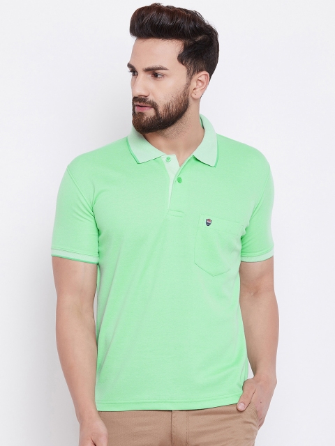 

Duke Men Green Solid Polo Collar T-shirt
