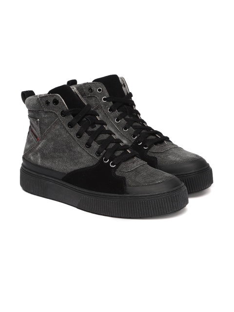 

DIESEL Men Black Solid DANNY LC Mid-Top Sneakers