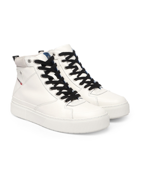 

DIESEL Men White Solid DANNY LC Mid-Top Sneakers