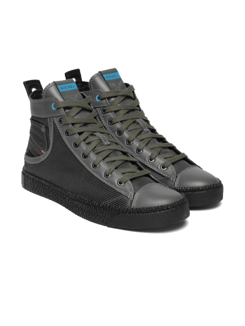 

DIESEL Men Grey Solid MAGNETE EXPOSURE Mid-Top Sneakers