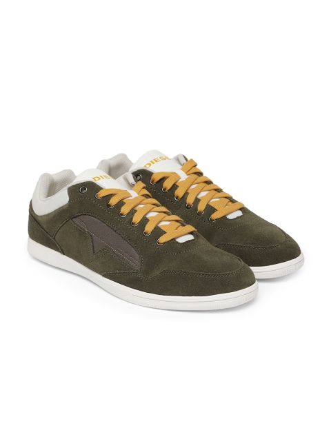 

DIESEL Men Olive Green "HAPPY HOURS" Suede HAPPY LOW Sneakers