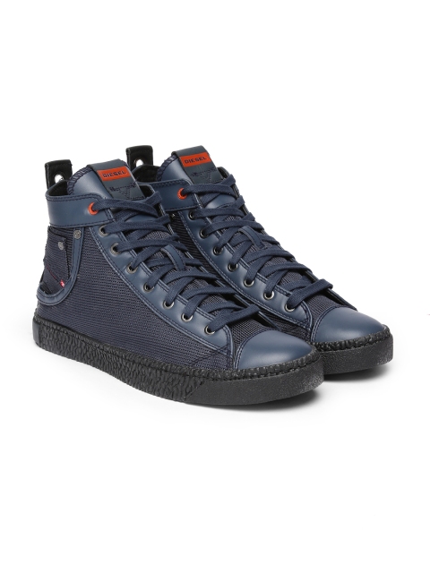 

DIESEL Men Blue Solid MAGNETE EXPOSURE Mid-Top Sneakers