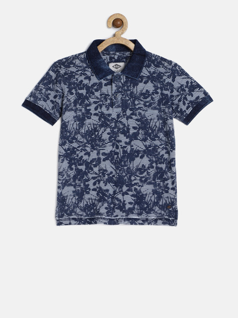 

Lee Cooper Boys Navy Blue Printed Polo Collar T-shirt