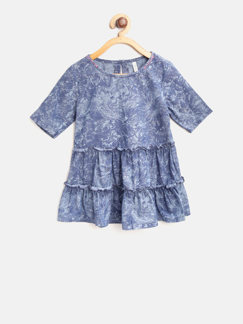 

Lee Cooper Girls Blue Printed A-Line Pure Cotton Top