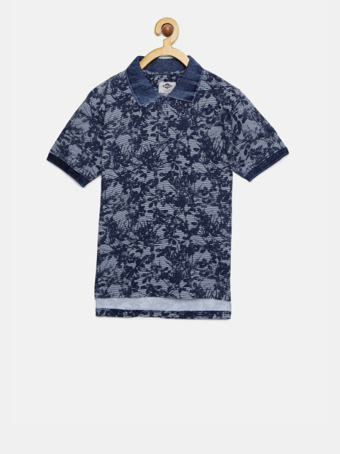 

Lee Cooper Boys Navy Blue Printed Polo Collar T-shirt