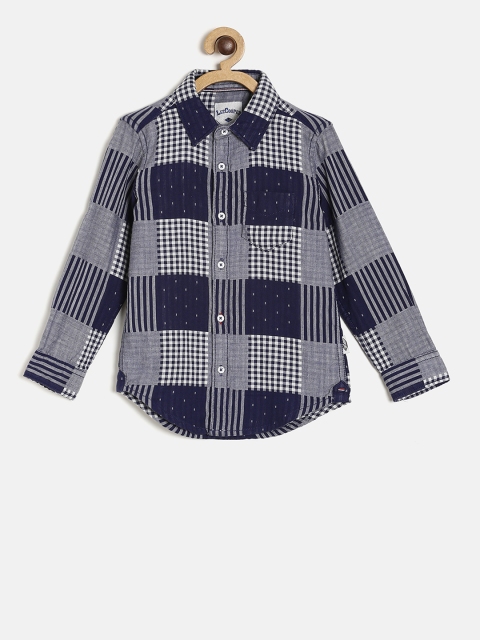 

Lee Cooper Boys Navy Blue & Grey Printed Casual Shirt