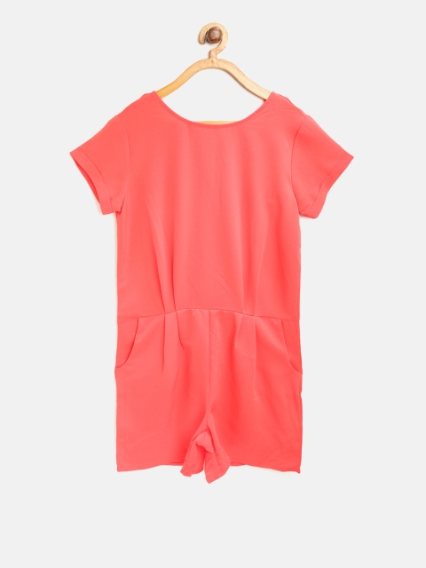 

Lee Cooper Girls Coral Orange Solid Playsuit