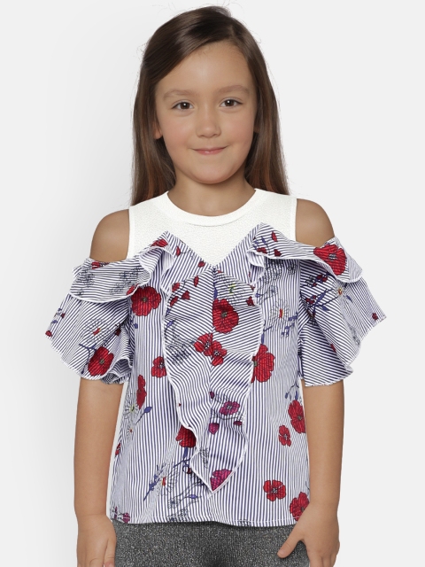 

Lee Cooper Girls White & Blue Printed Top