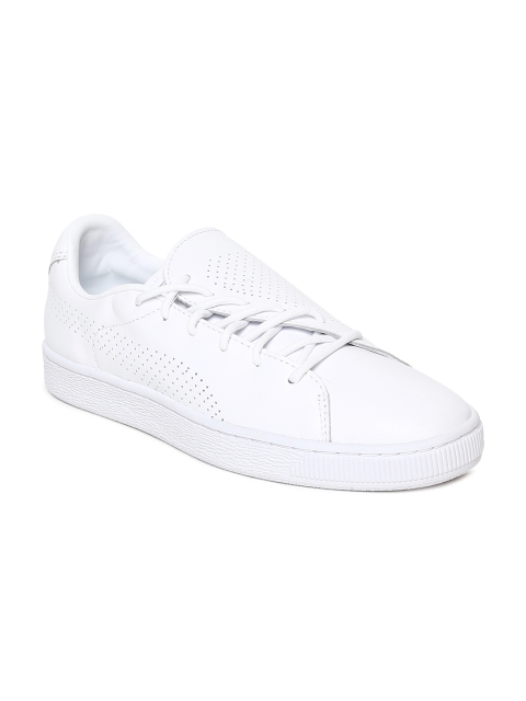 

Puma Women White Basket Crush Leather Sneakers