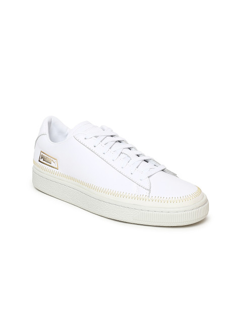 

Puma Women White Basket Trim Metallic Leather Sneakers