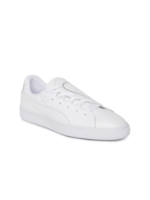 

Puma Women White Basket Crush Emboss Leather Sneakers