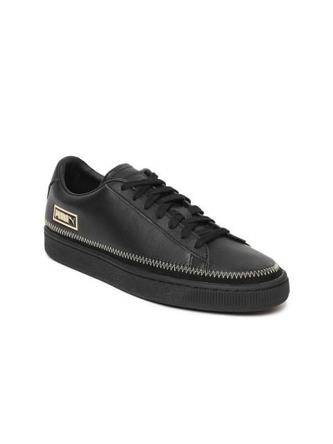 

Puma Women Black Basket Trim Metallic Leather Sneakers