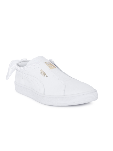 

Puma Women White Basket Twist Leather Sneakers