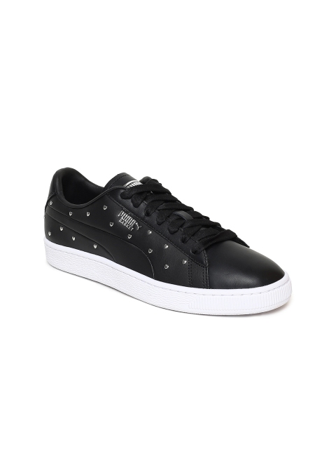 

Puma Women Black Basket Studs Embellished Leather Sneakers