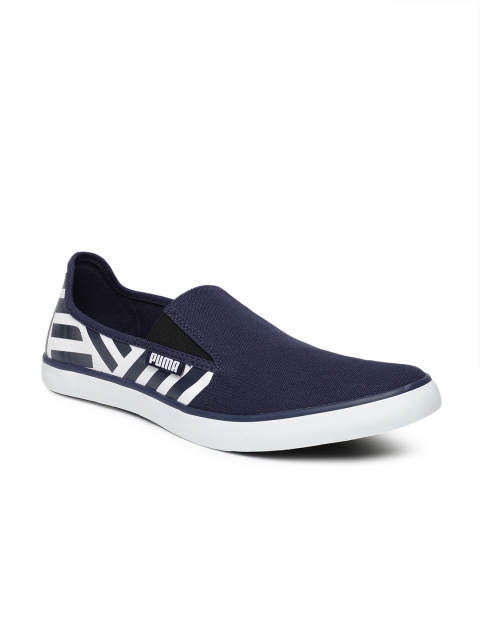 

Puma Men Navy Blue & White Printed Auxius IDP Slip-On Sneakers