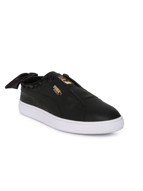 

Puma Women Black Basket Twist Leather Sneakers
