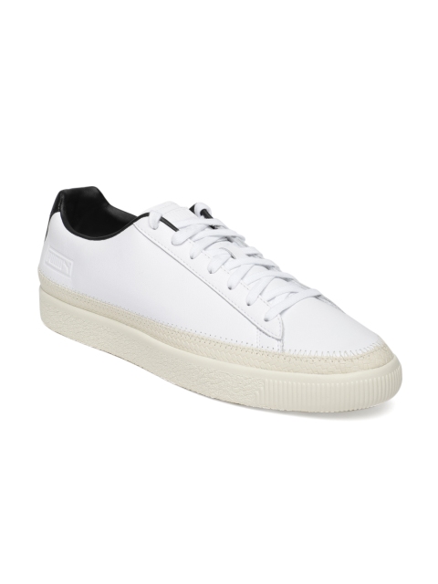 

Puma Unisex White Basket Trim Leather Sneakers