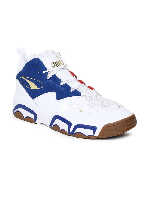 

Puma Men White & Blue Source Mid Playoffs Colourblocked Sneakers