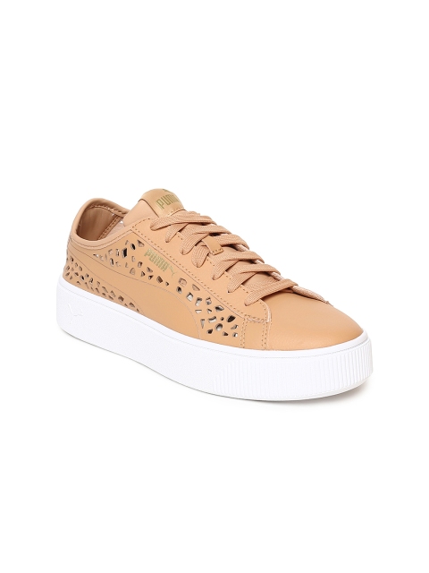 

Puma Women Brown Vikky Stacked Laser Cut Sneakers