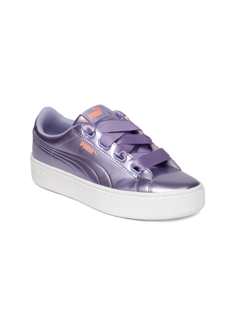 

Puma Women Lavender Vikky Ribbon Stacked Leather Sneakers