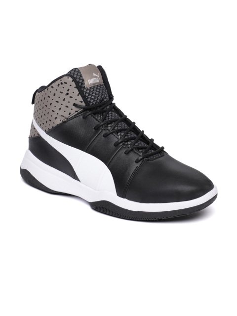 

Puma Men Black Solid Rebound BBX Perf IDP Mid-Top Sneakers