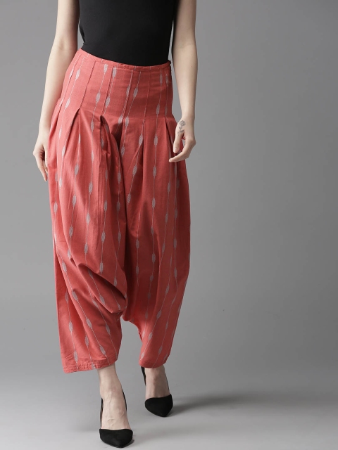 

Moda Rapido Women Pink & Grey Printed Drop Crotch Trousers