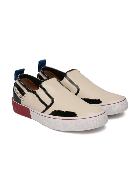

DIESEL Unisex Cream-Coloured Slip-On Sneakers
