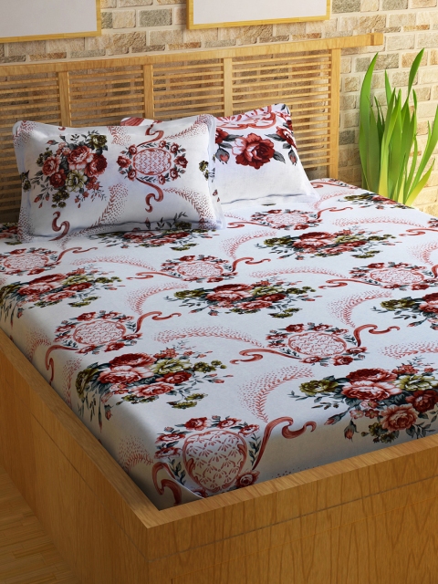 

Story@home White & Red Fitted and Flat 160 TC 1 Double Bedsheet with 2 Pillow Covers