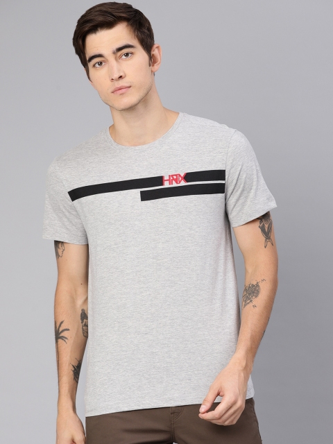 

HRX by Hrithik Roshan Men Grey Melange Solid Round Neck T-shirt