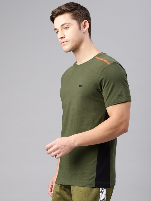 

HRX by Hrithik Roshan Men Olive Green Solid Crew Neck Pure Cotton T-shirt