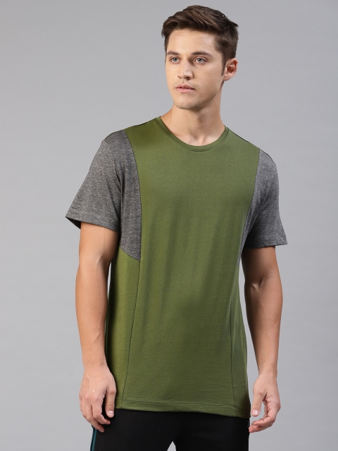 

HRX by Hrithik Roshan Men Olive Green Solid Round Neck T-shirt