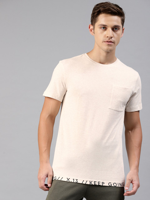 

HRX by Hrithik Roshan Men Off-White Solid Round Neck Lifestyle Crew Neck Tshirts