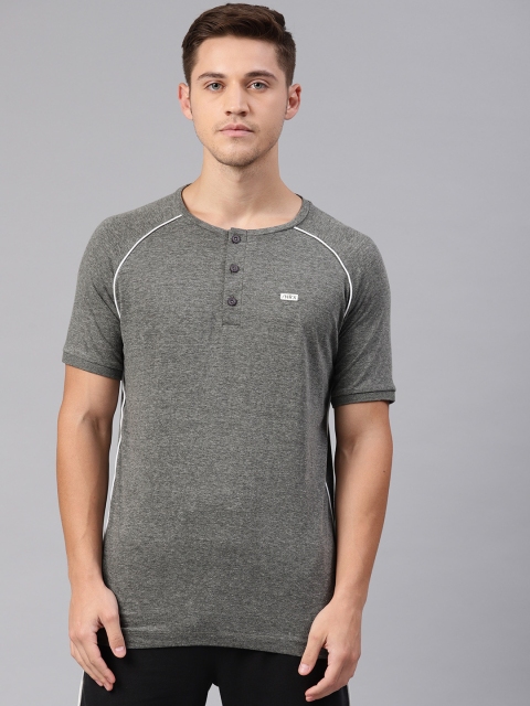 

HRX by Hrithik Roshan Men Grey Lifestyle Henley T-shirt