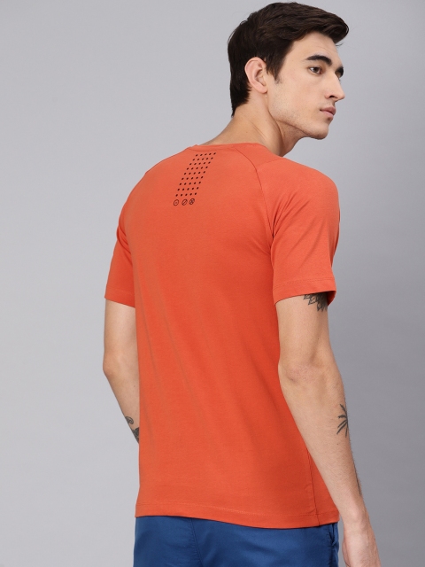 

HRX by Hrithik Roshan Men Orange Solid Round Neck T-shirt