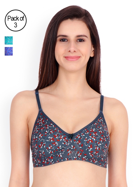 

Floret Pack of 3 Printed Bras T3040-104, Grey