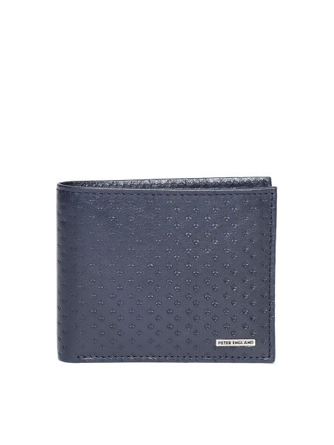 

Peter England Men Navy Blue Textured Leather Two Fold Wallet