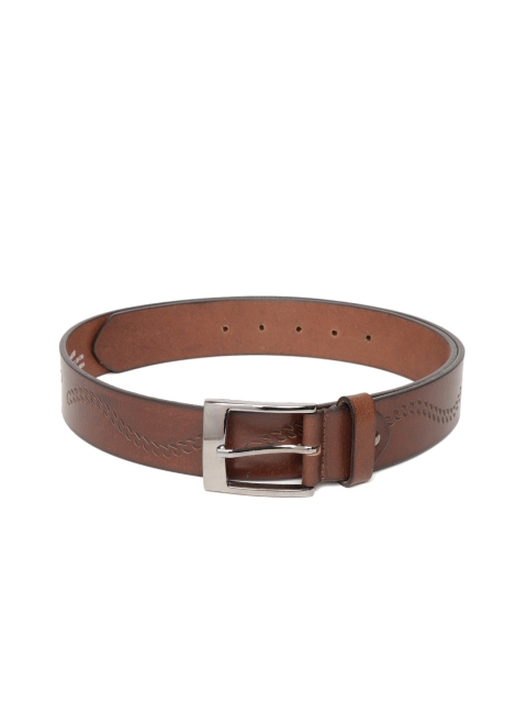 

Peter England Men Brown Leather Textured Belt