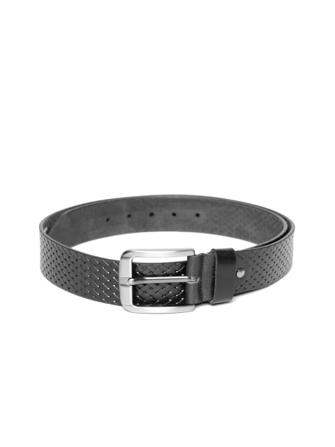 

Peter England Men Black Woven Design Leather Belt