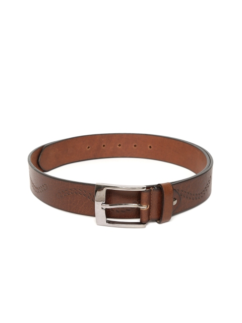 

Peter England Men Brown Leather Textured Belt