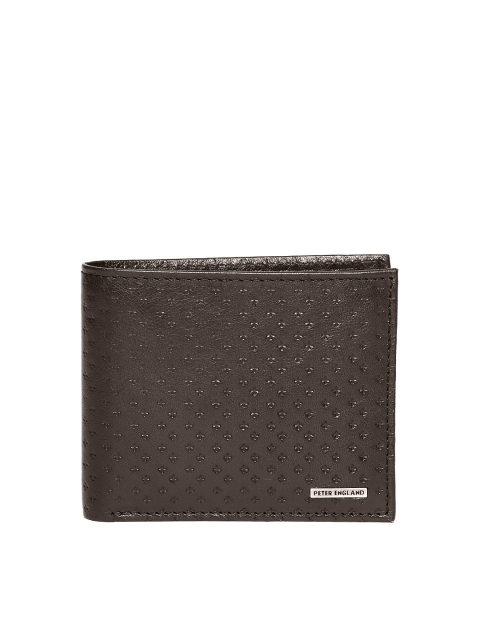 

Peter England Men Coffee Brown Leather Textured Two Fold Wallet