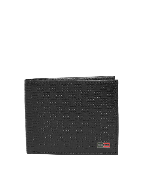 

Peter England Men Black Leather Textured Two Fold Wallet