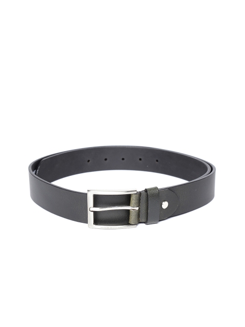 

Peter England Men Black Solid Leather Belt