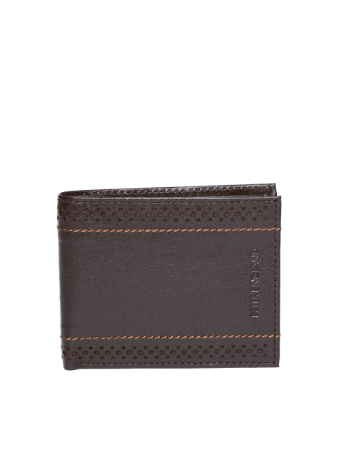 

Peter England Men Coffee Brown Solid Leather Two Fold Wallet