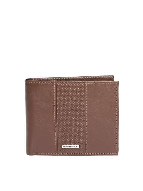 

Peter England Men Brown Solid Leather Two Fold Wallet